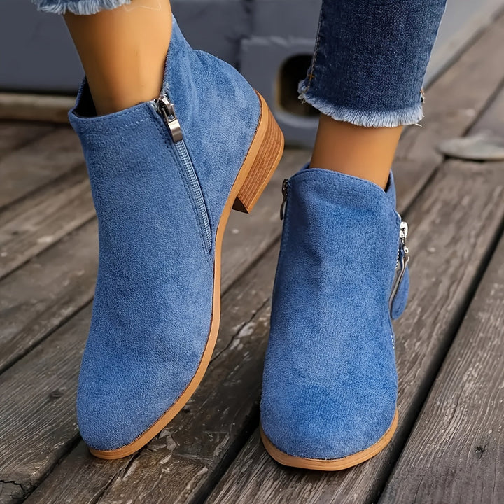 Lexy – Short Suede Boots with Zipper