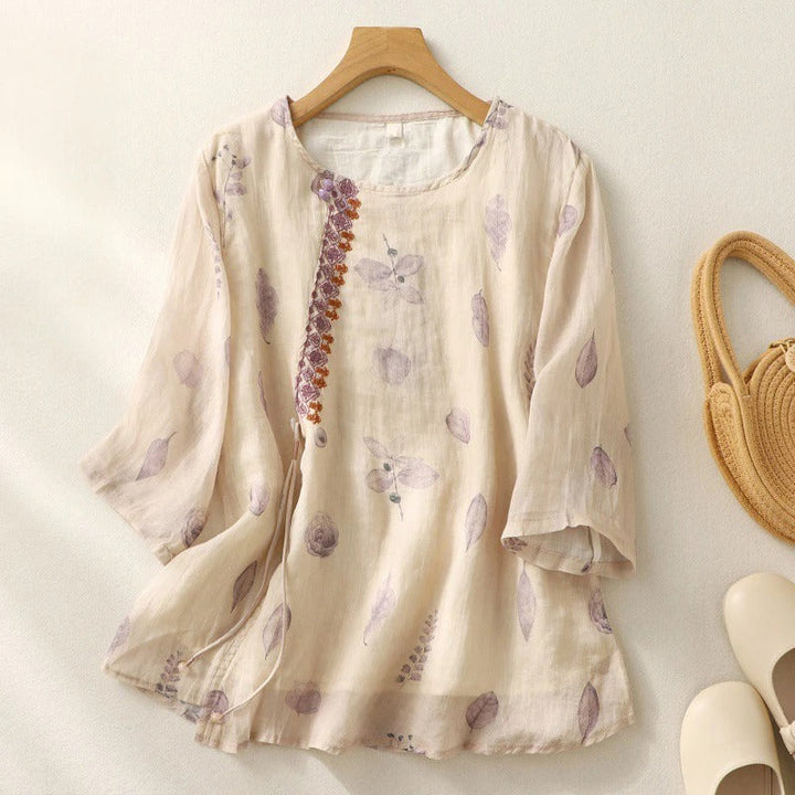 Anastasia™ – Timeless Floral Embroidered Linen Blouse