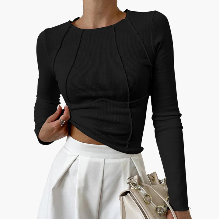 Eloise™ – Ribbed Sculpted Seam Long Sleeve Crop Top