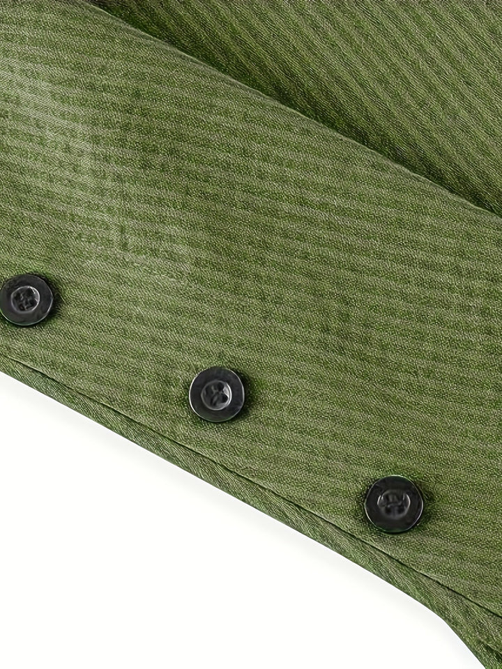 Mireya™ – Side Button Pleated Sleeve Rolled Blouse