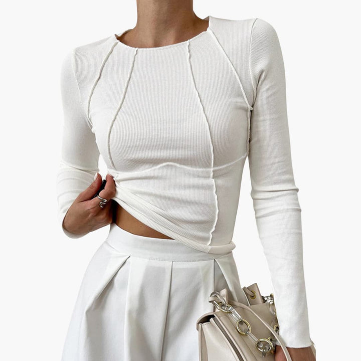 Eloise™ – Ribbed Sculpted Seam Long Sleeve Crop Top