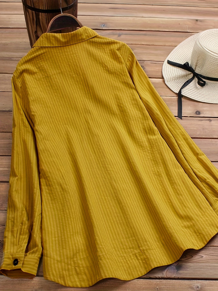 Mireya™ – Side Button Pleated Sleeve Rolled Blouse