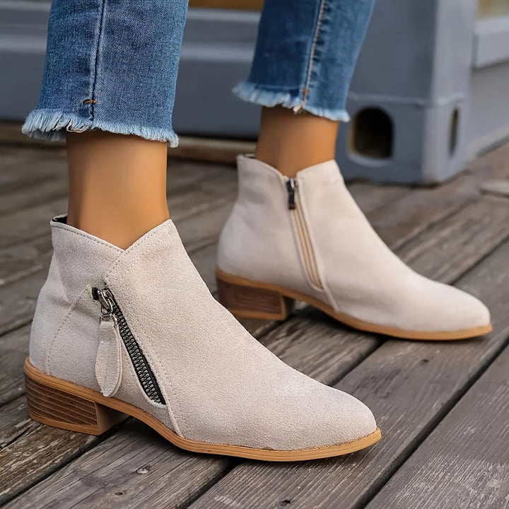 Lexy – Short Suede Boots with Zipper