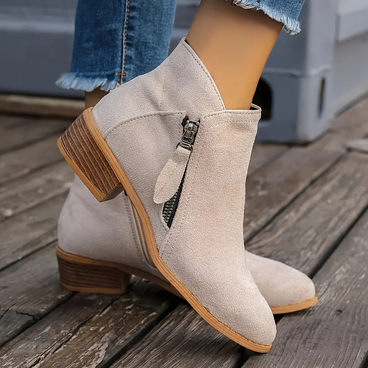 Lexy – Short Suede Boots with Zipper