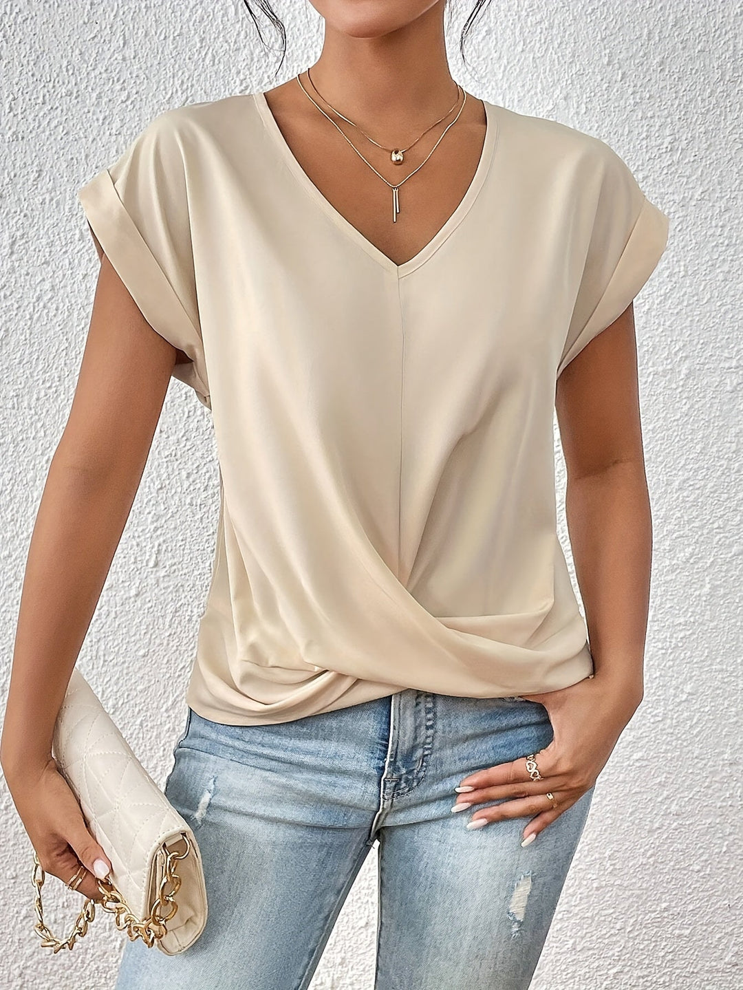 Ramona™ – V-Neck Twist Front Casual Blouse