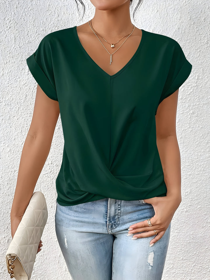Ramona™ – V-Neck Twist Front Casual Blouse