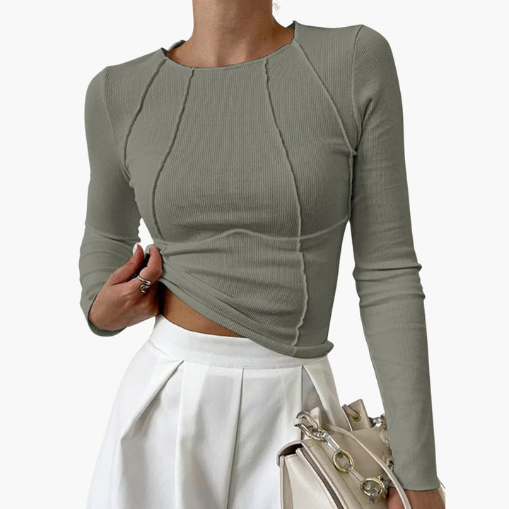 Eloise™ – Ribbed Sculpted Seam Long Sleeve Crop Top