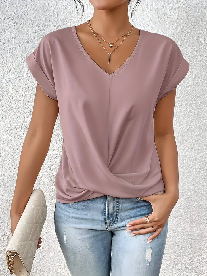 Ramona™ – V-Neck Twist Front Casual Blouse