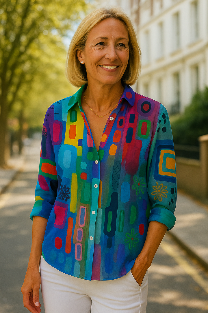 Nellie™ – Artistic Long Sleeve Button Down Blouse