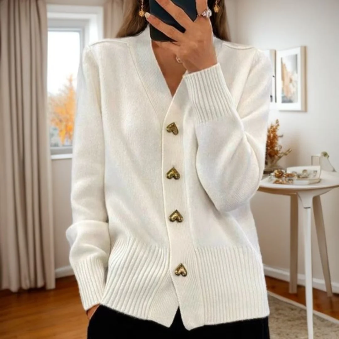 Lana -  Chic Heart Button Cardigan