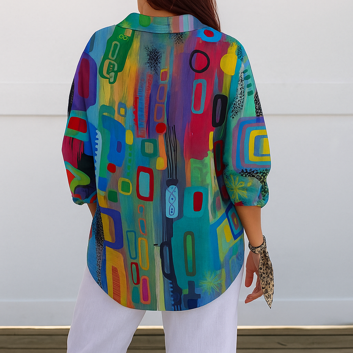 Nellie™ – Artistic Long Sleeve Button Down Blouse