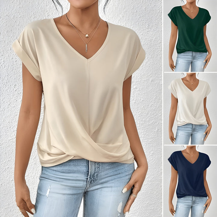 Ramona™ – V-Neck Twist Front Casual Blouse