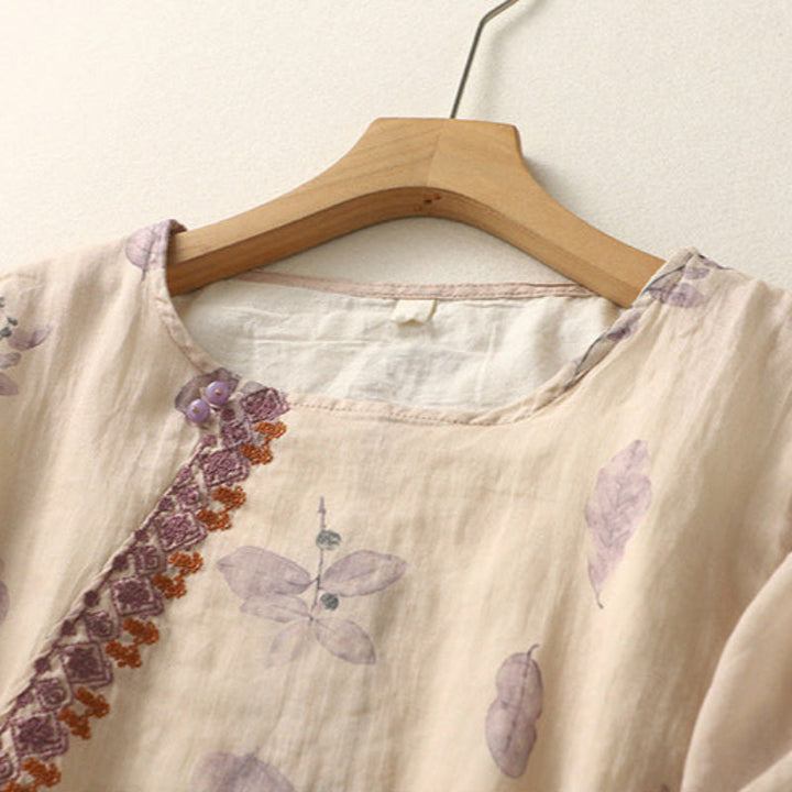 Anastasia™ – Timeless Floral Embroidered Linen Blouse