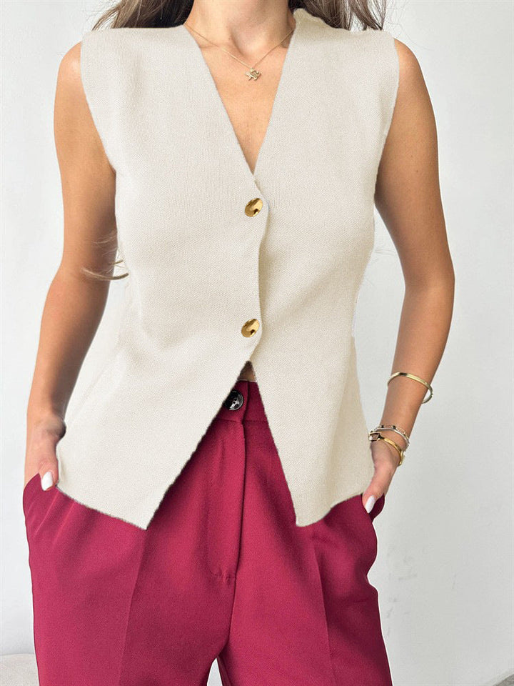 Maisie™ – Sleeveless Peplum Button-Up Women's Blouse