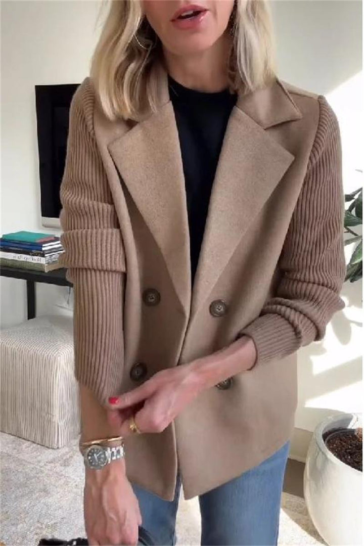 Paula - Patchwork Sleeve Casual Coat