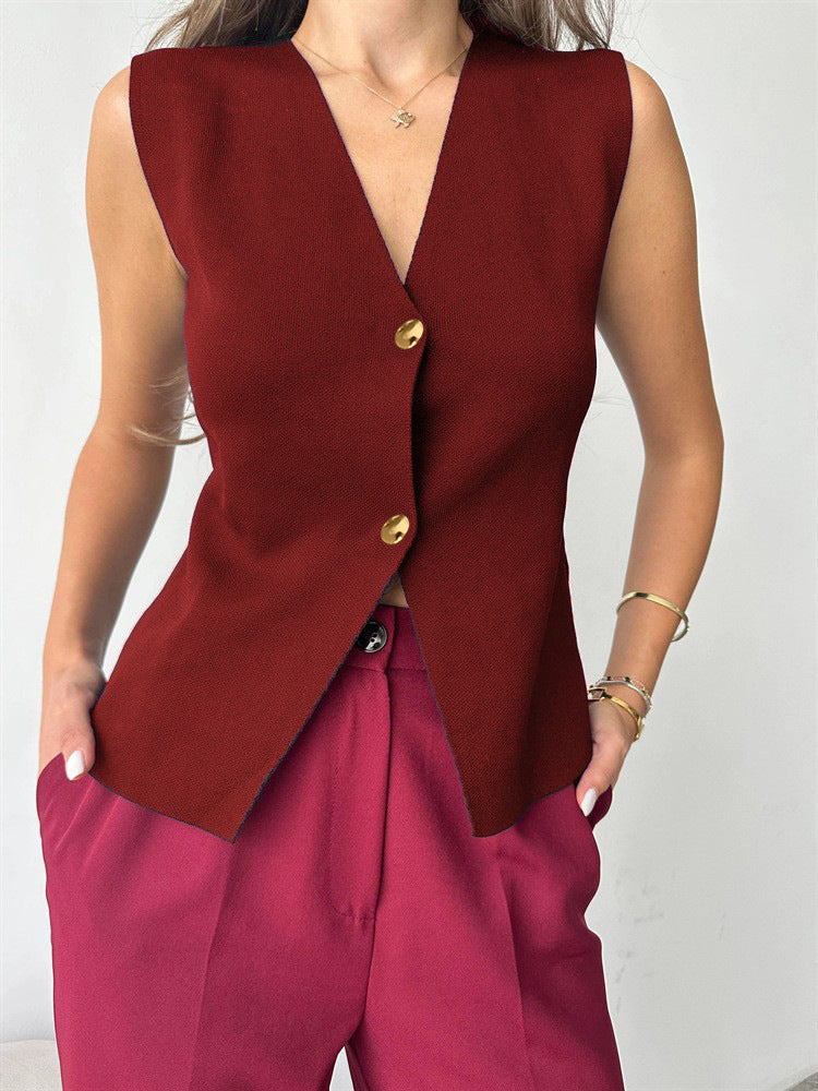 Maisie™ – Sleeveless Peplum Button-Up Women's Blouse