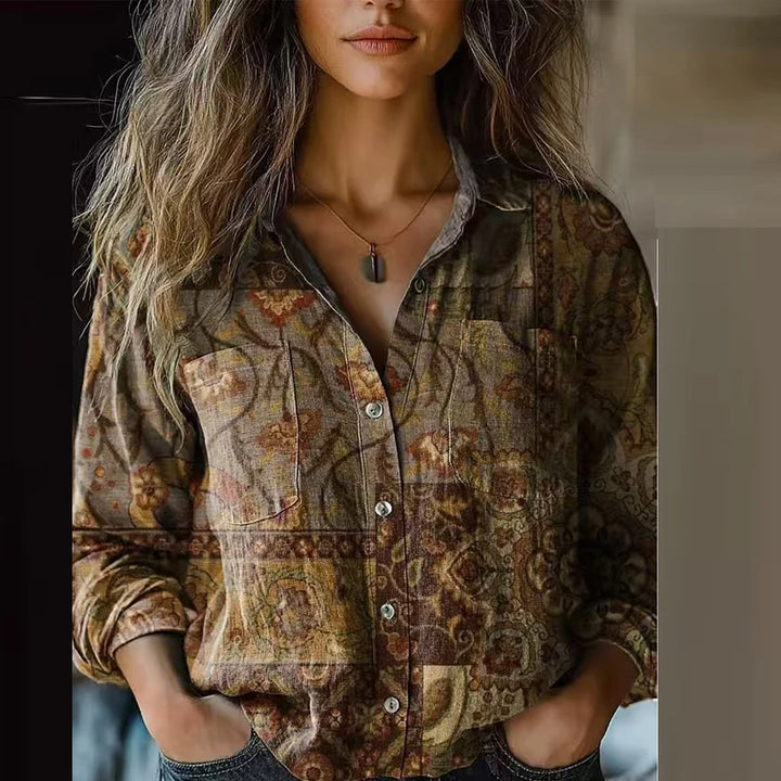 Clarissa™ – Retro Floral Bohemian Long Sleeve Shirt