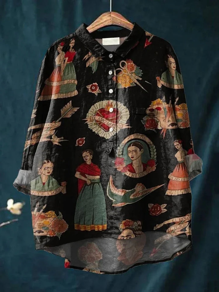 Bianca™ – Artistic Floral Print Long Sleeve Blouse