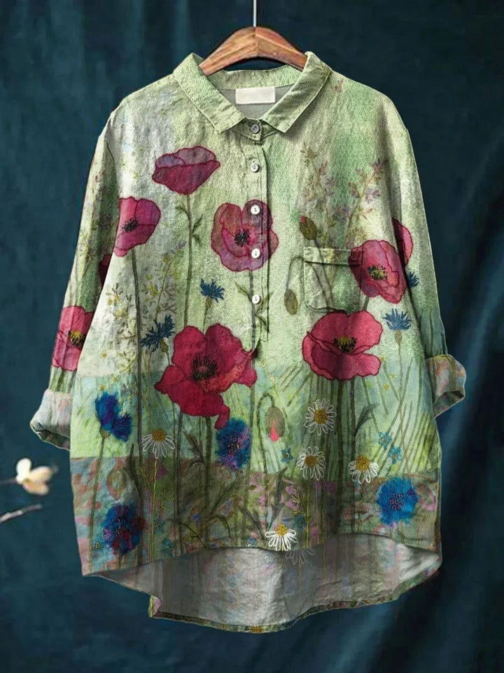 Bianca™ – Artistic Floral Print Long Sleeve Blouse