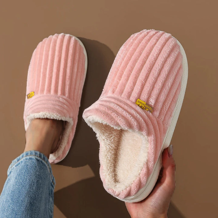 Beatrix™ – Striped Plush Winter Cotton Home Slippers