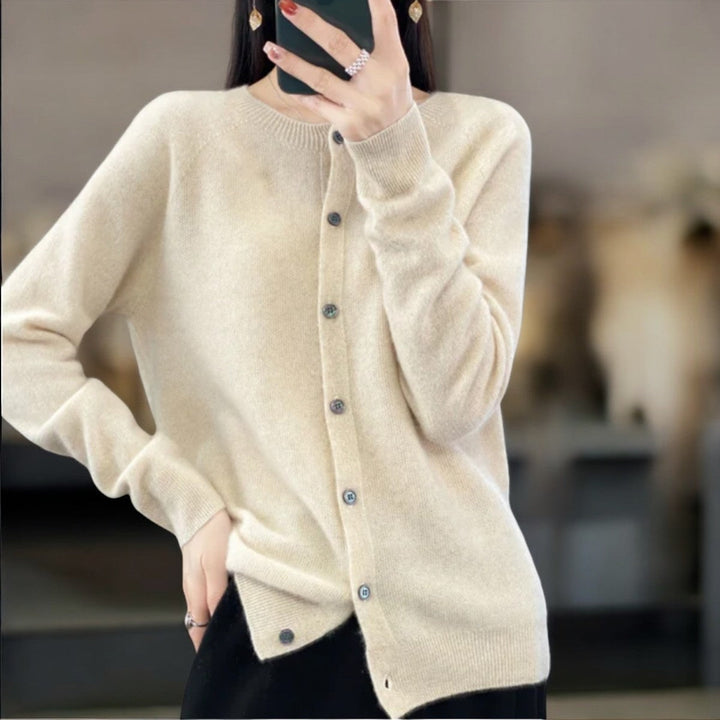 Juliette™ – Wool Knit Long Sleeve Button Cardigan