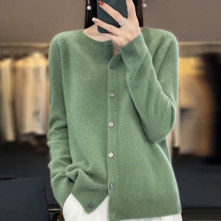 Juliette™ – Wool Knit Long Sleeve Button Cardigan