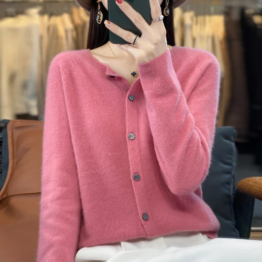 Juliette™ – Wool Knit Long Sleeve Button Cardigan