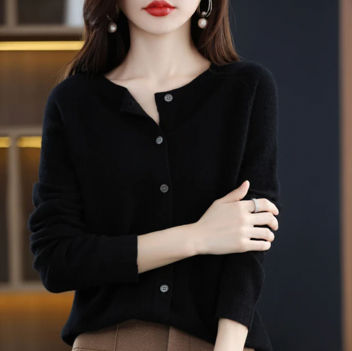 Juliette™ – Wool Knit Long Sleeve Button Cardigan