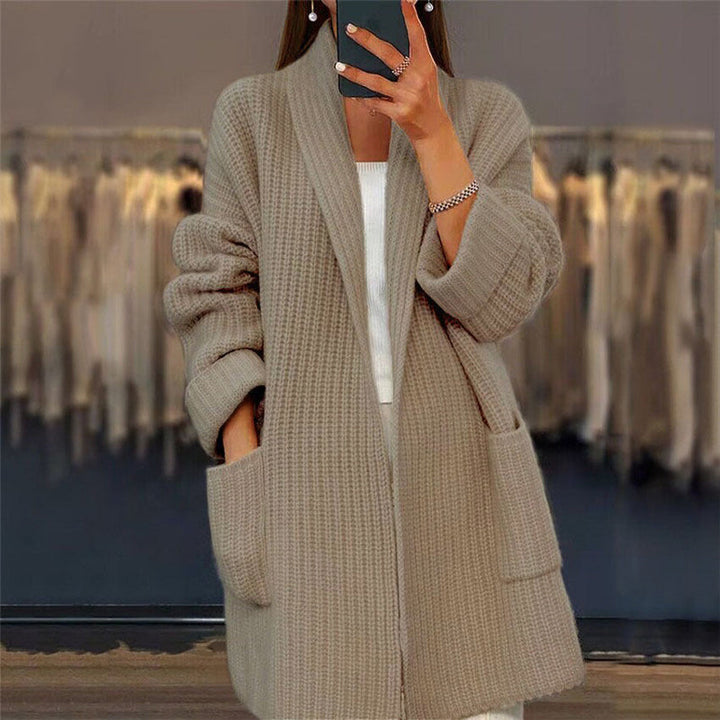 Chloe™ – Soft Longline Cozy Knit Shawl Collar Cardigan with Pockets