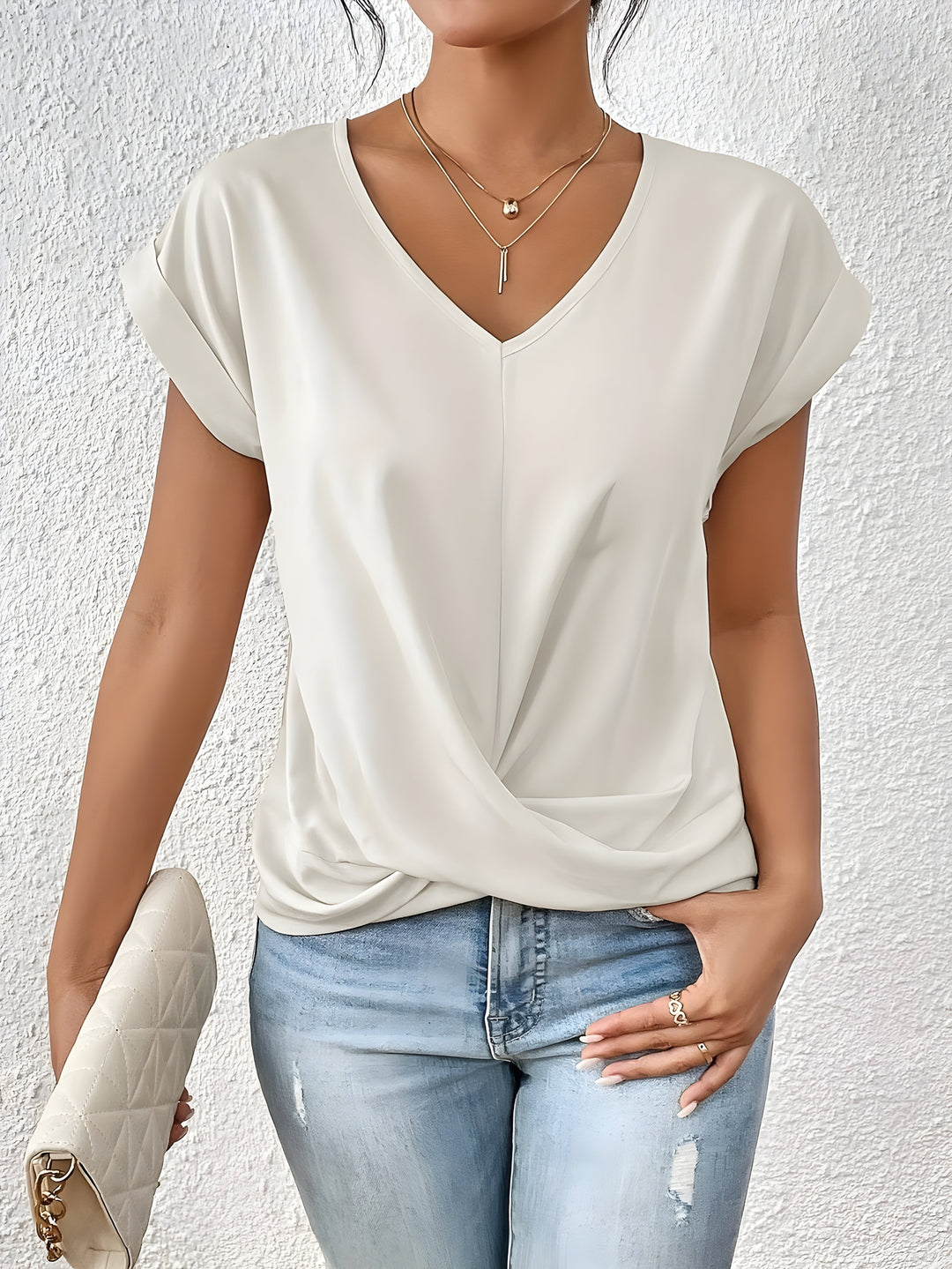 Ramona™ – V-Neck Twist Front Casual Blouse