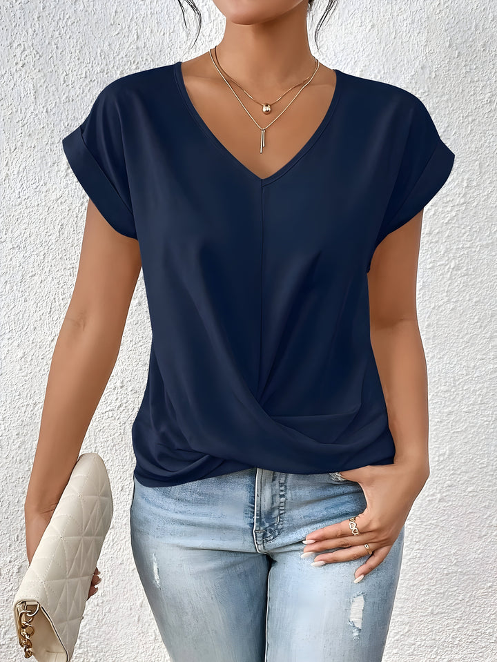 Ramona™ – V-Neck Twist Front Casual Blouse