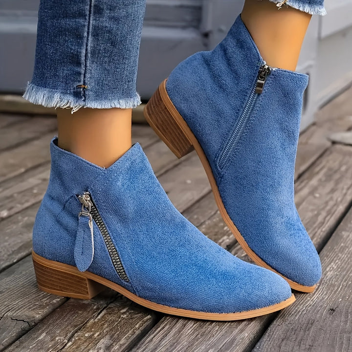 Lexy – Short Suede Boots with Zipper