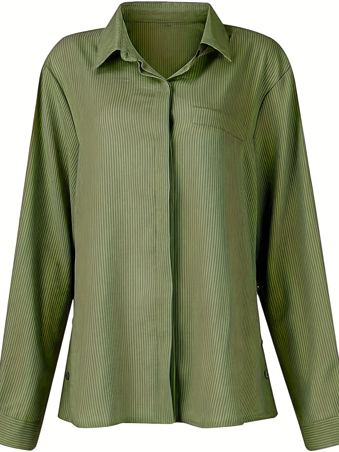 Mireya™ – Side Button Pleated Sleeve Rolled Blouse