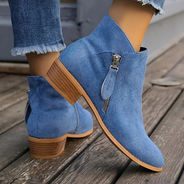 Lexy – Short Suede Boots with Zipper