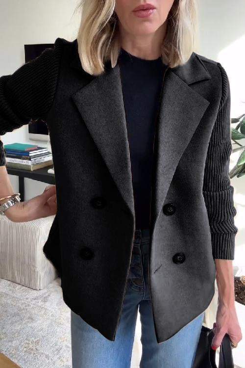 Paula - Patchwork Sleeve Casual Coat