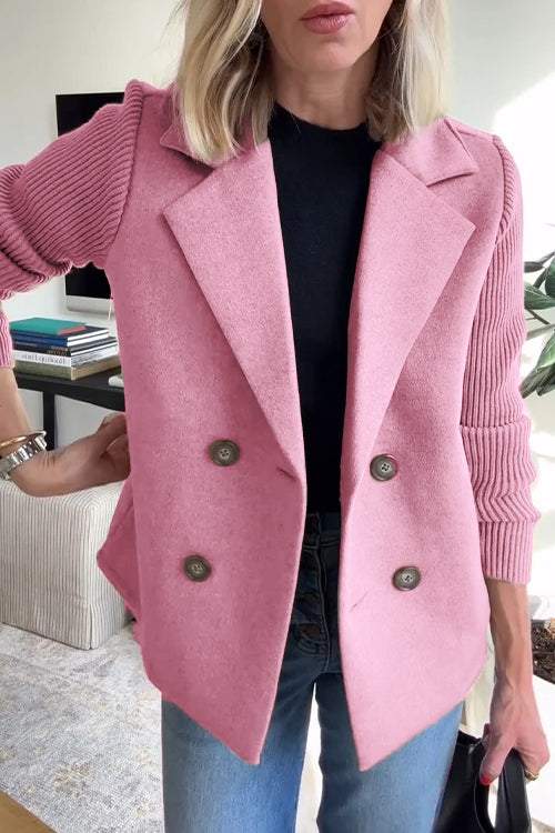 Paula - Patchwork Sleeve Casual Coat