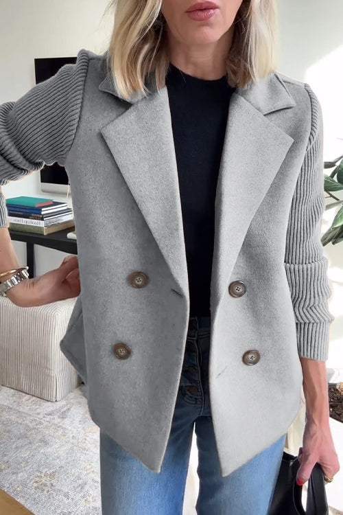 Paula - Patchwork Sleeve Casual Coat