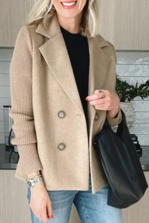 Paula - Patchwork Sleeve Casual Coat