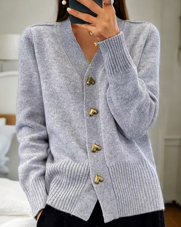Lana -  Chic Heart Button Cardigan